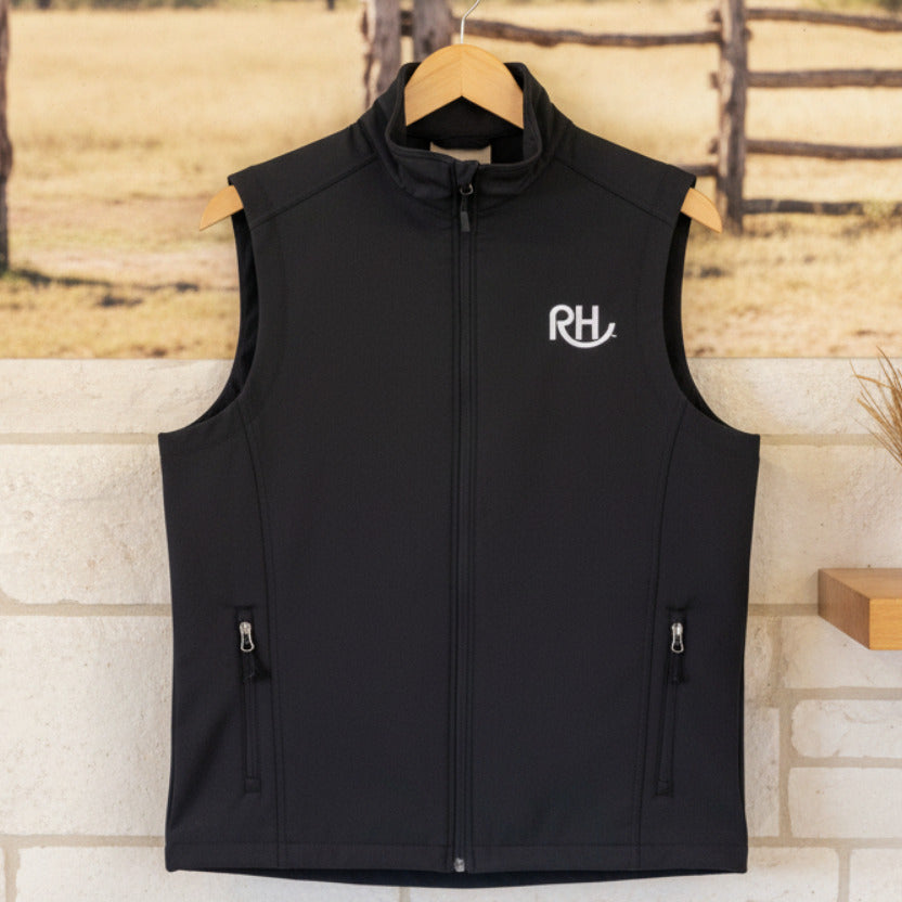 RH Unisex Sleek Vest Black w/White "RH" Brand Embroidery