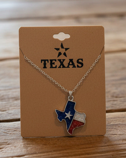 Texas Shape Flag Necklace Glitz