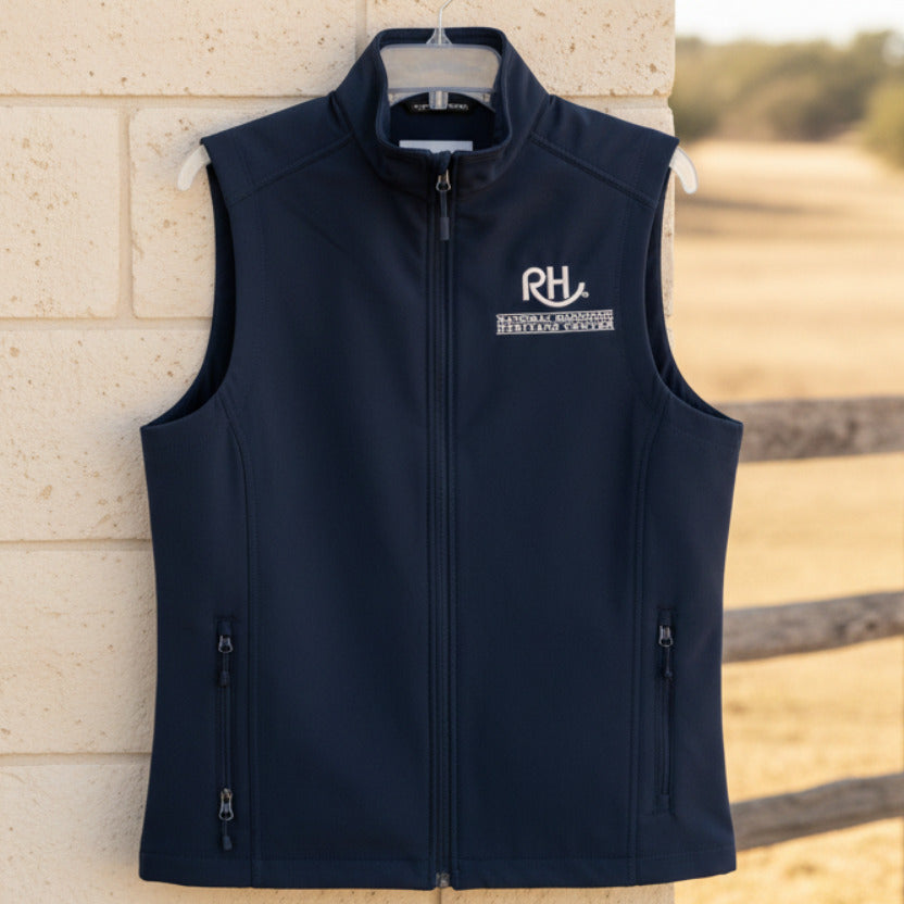 RH Unisex Sleek Vest Navy w/Ivory Embroidery