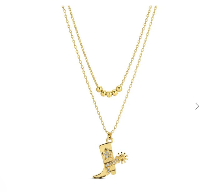 Glitzy Cowgirl Boot Double Necklace
