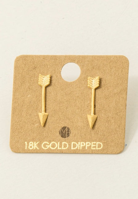 Gold Dipped Dainty Arrow Earrings