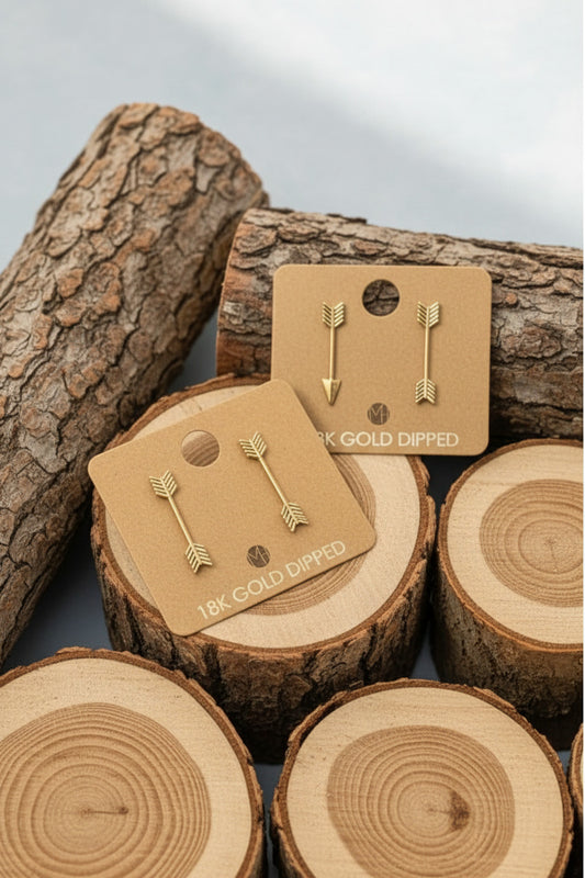 Gold Dipped Dainty Arrow Earrings