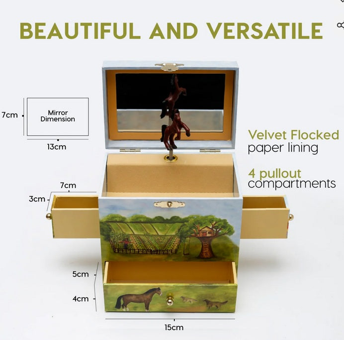 Horse Ranch Music Box - 4 Drawer