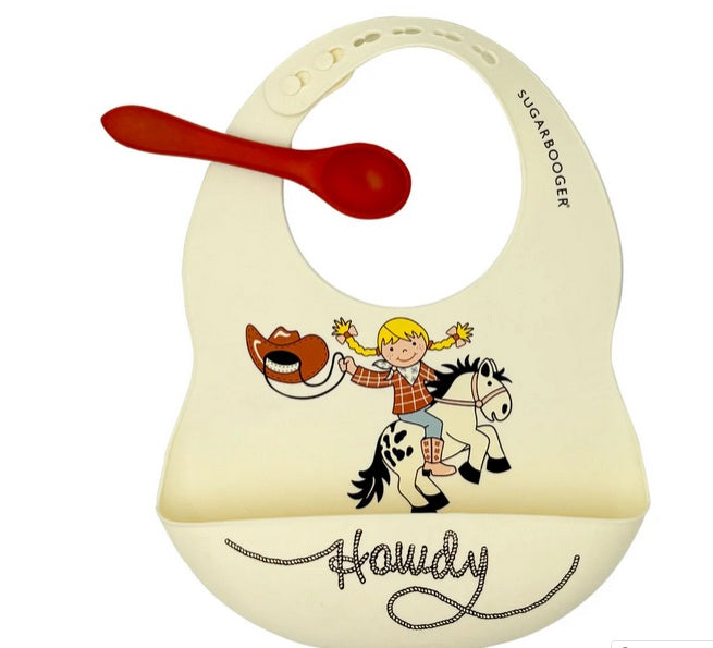 Howdy Cowgirl Silicone Bib & Spoon Set