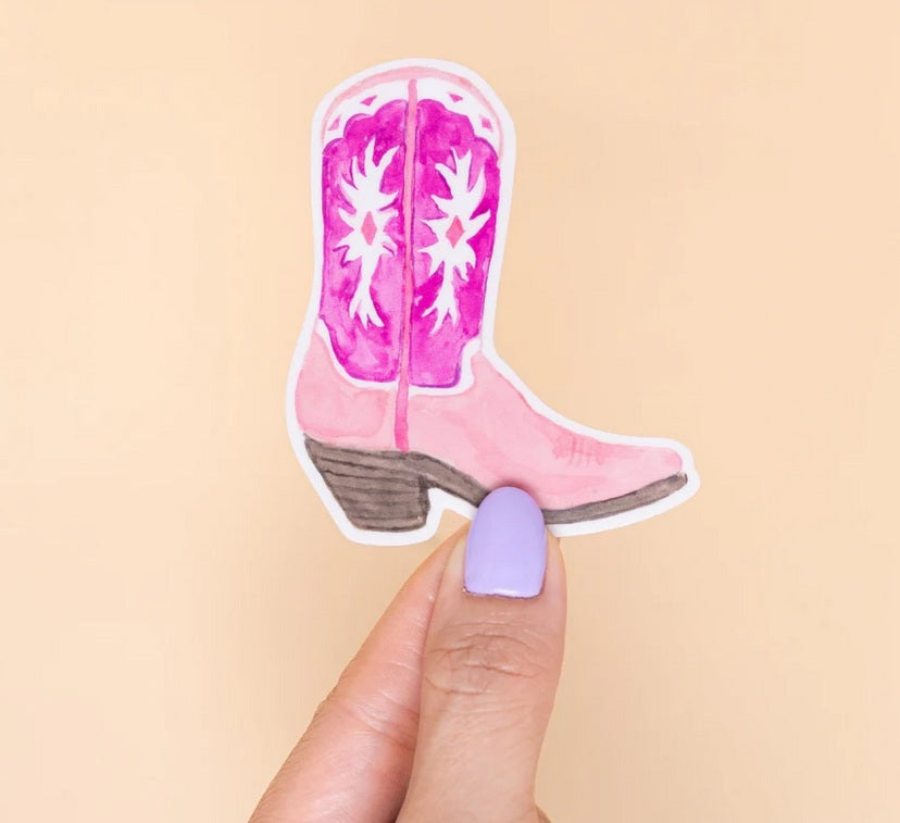 Pink Cowboy Boot Sticker