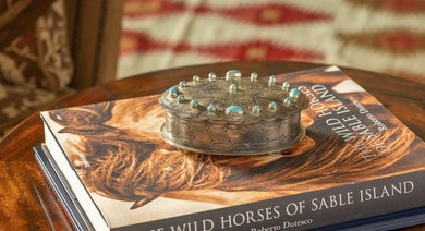 Stamped Oval Box with Turquoise