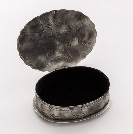 Stamped Oval Box with Turquoise