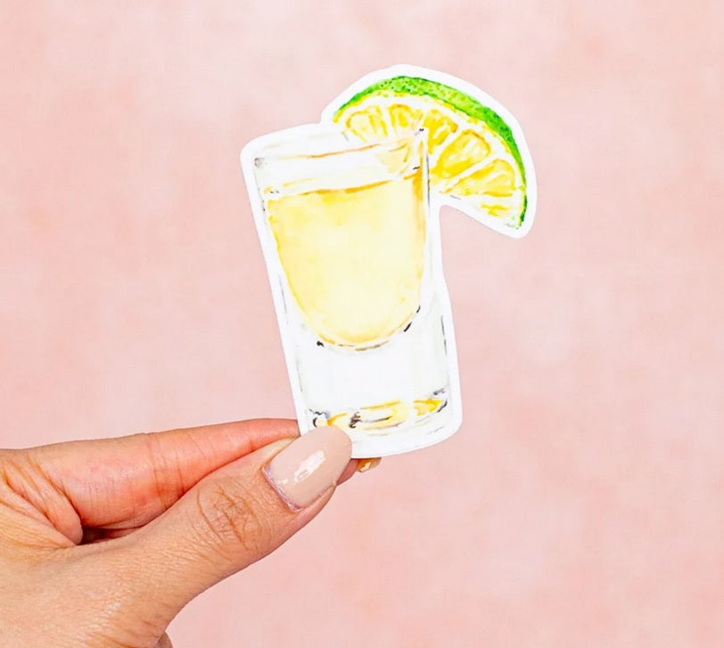 Tequila Shot w/Lime Sticker