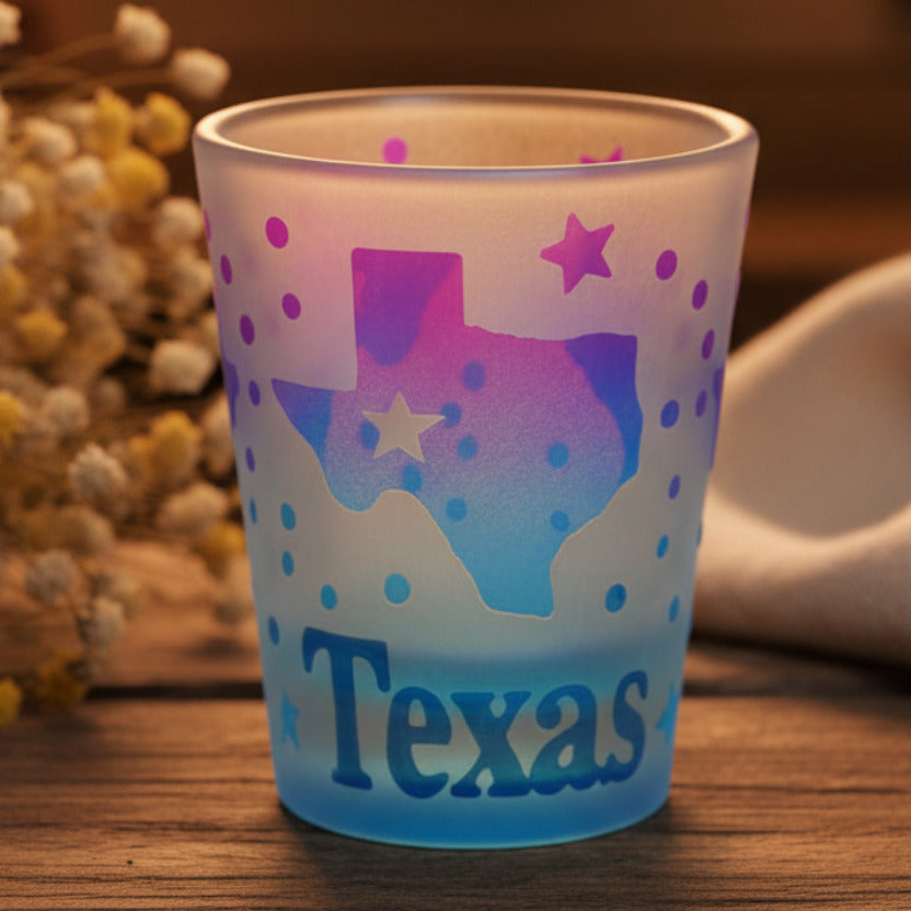 Texas Purple & Blue Etched Shot