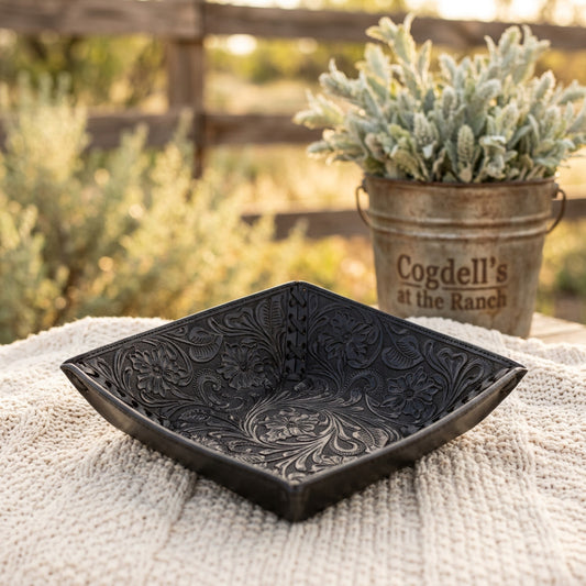 Tooled Leather Bowl