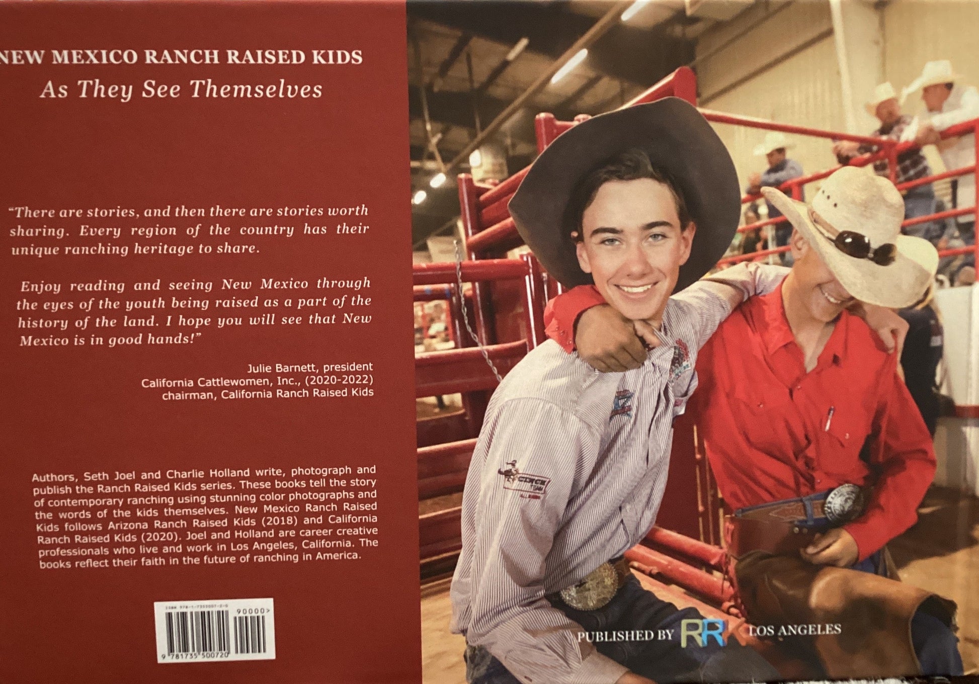 Book cover with two men in cowboy hats and a red background