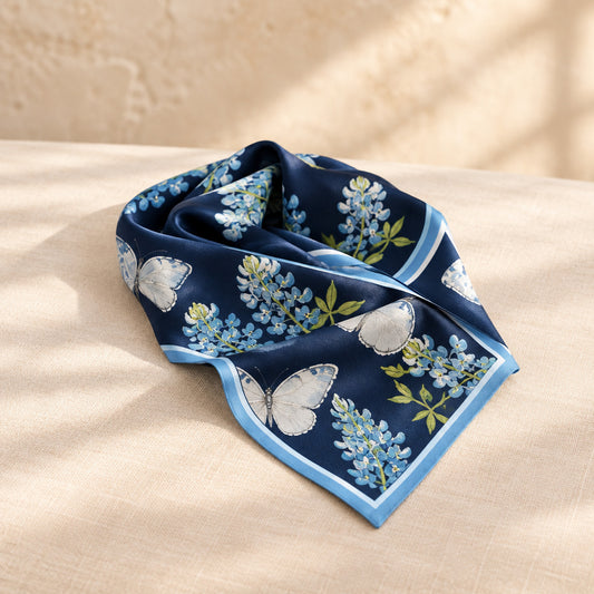 Blue Silk Ribbon Scarf
