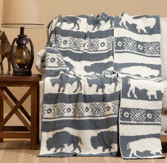 Buffalo Slate Stretchy Throw