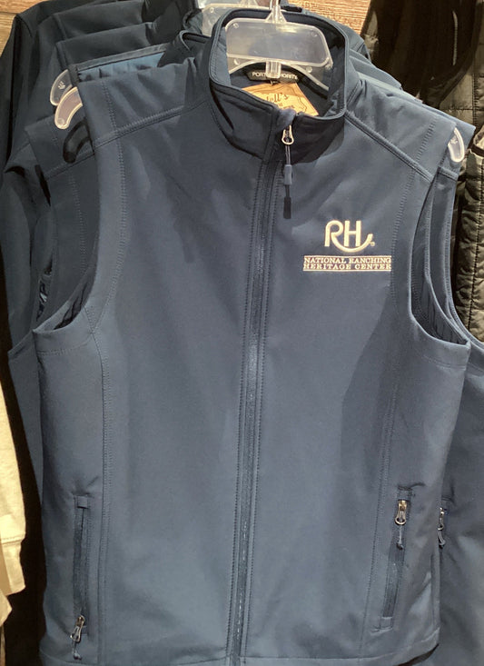 RH Unisex Sleek Vest Navy w/Ivory Embroidery