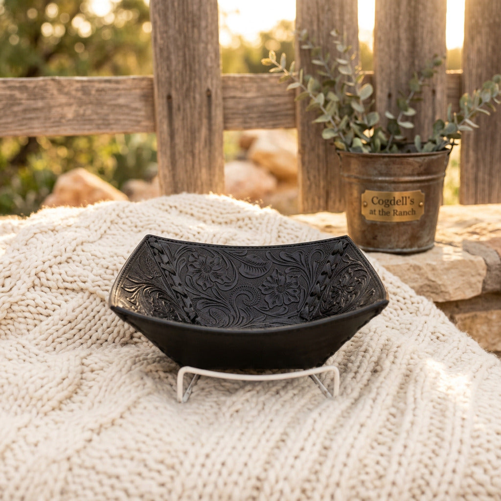 Tooled Leather Bowl