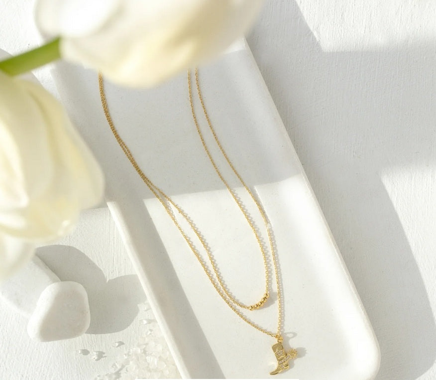 Glitzy Cowgirl Boot Double Necklace
