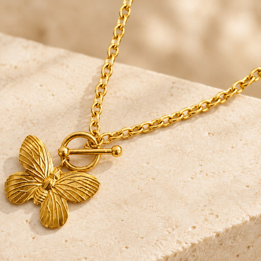 Gold Butterfly Toggle Necklace