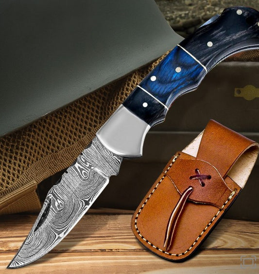 6.5" Handmade Damascus Steel Pocket Knife