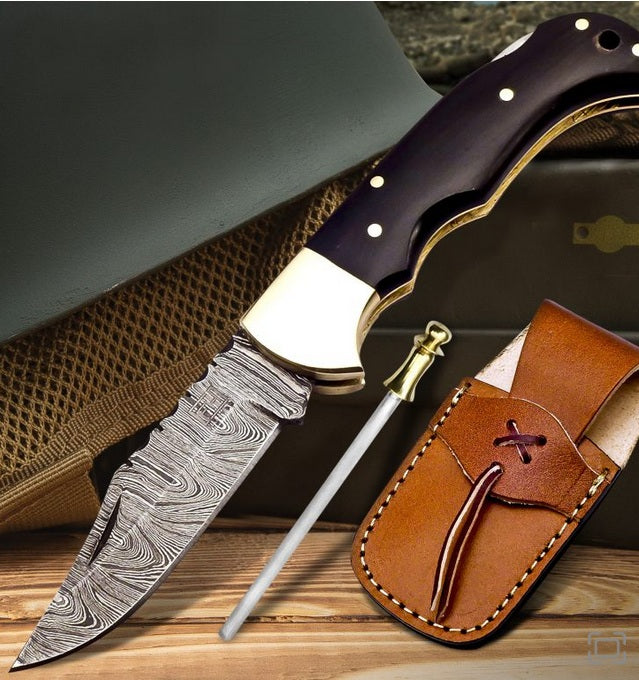 6.5" Handmade Damascus Steel Pocket Knife