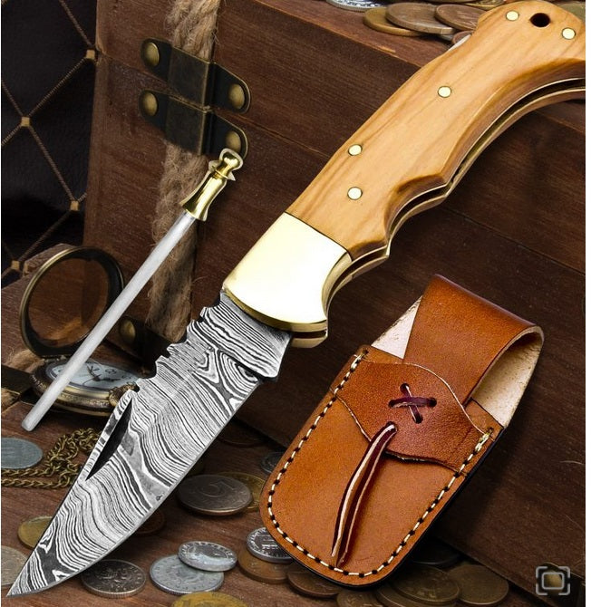 6.5" Handmade Damascus Steel Pocket Knife