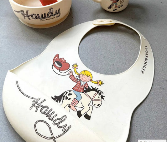 Howdy Cowgirl Silicone Bib & Spoon Set