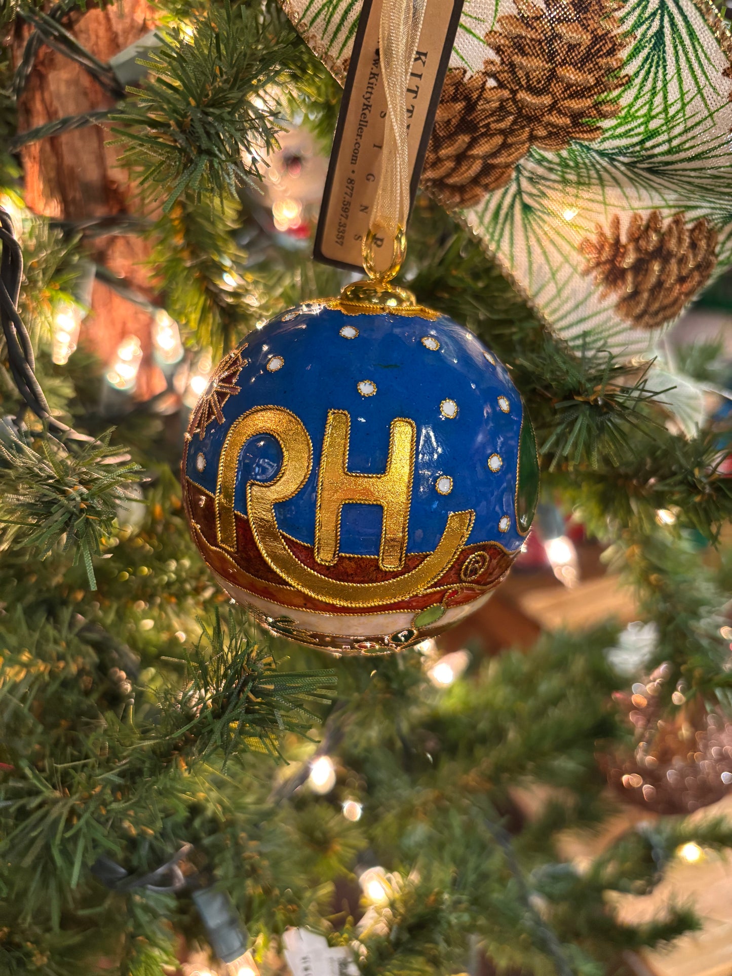 RH Santa and Steers Ornament