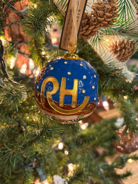 RH Santa and Steers Ornament