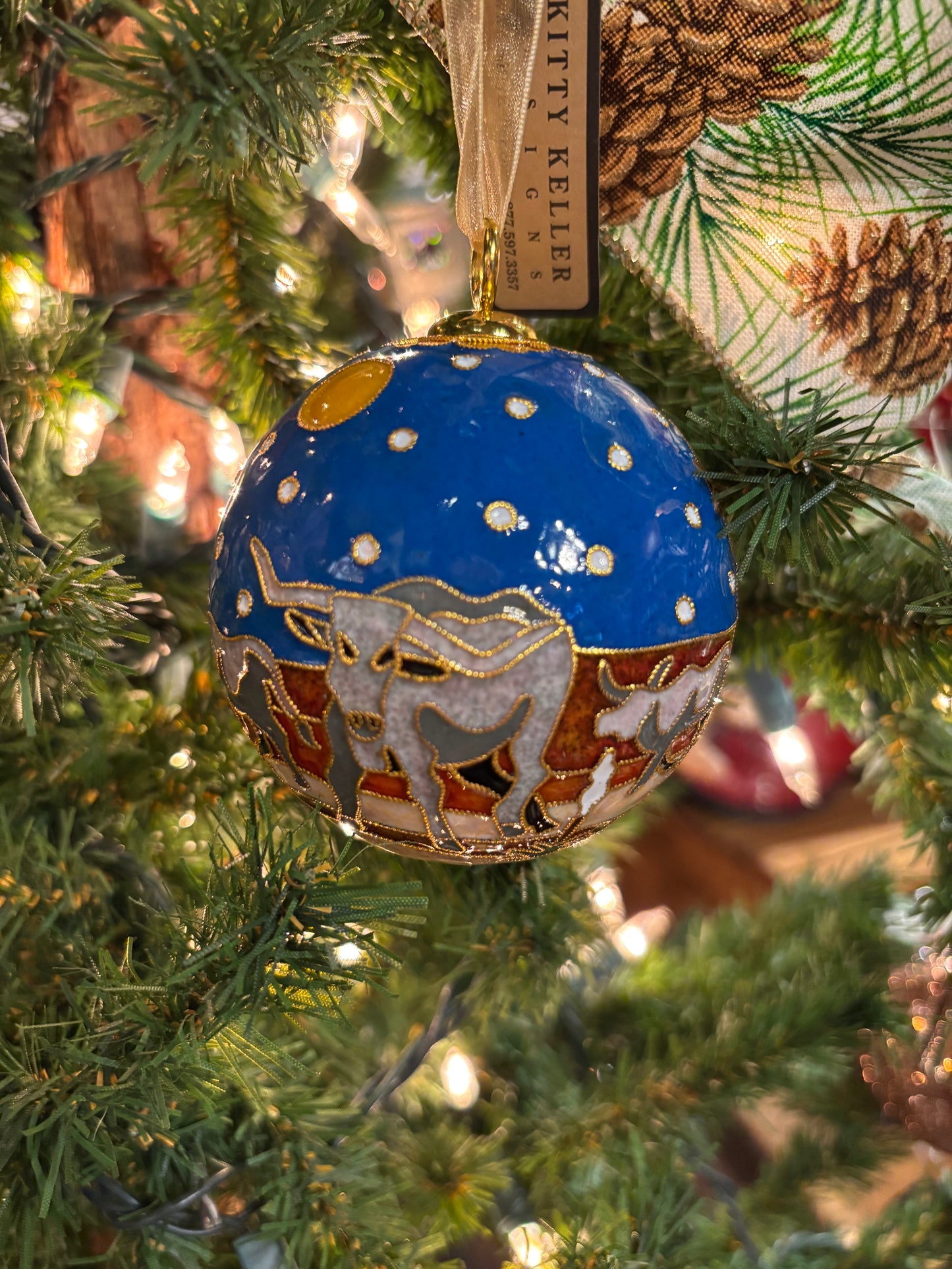 RH Santa and Steers Ornament