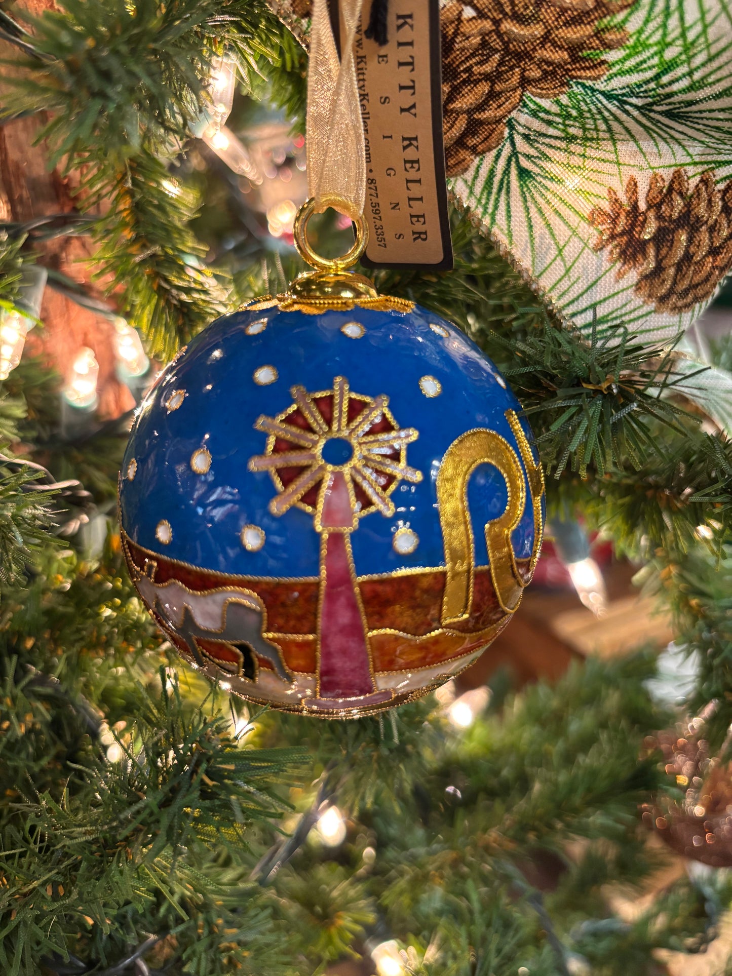 RH Santa and Steers Ornament