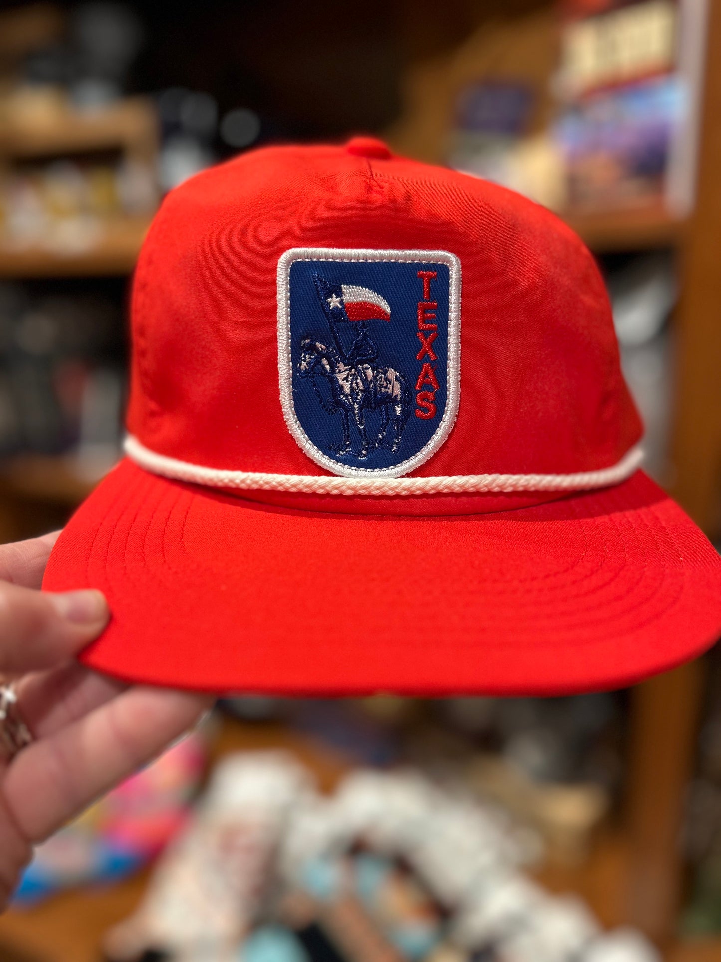Red with Blue Patch Cap