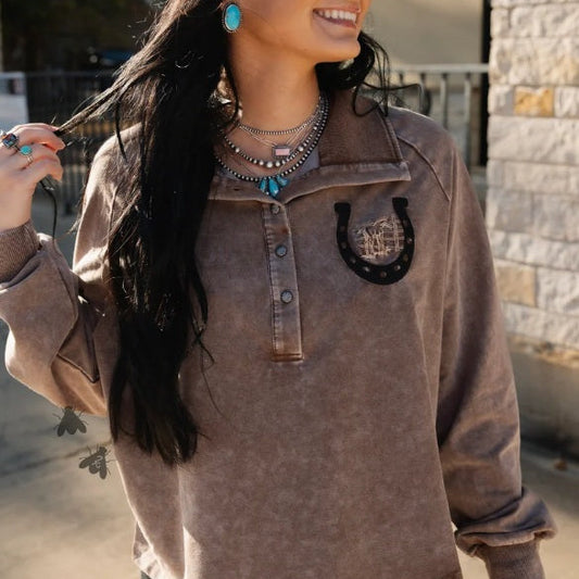 Rowel 'Em Up Chocolate Sweatshirt