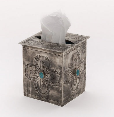 Silver Stamped Tissue Box Cover