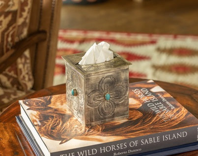 Silver Stamped Tissue Box Cover