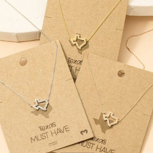 State of Texas CZ Necklace