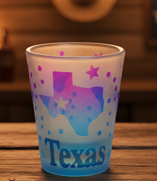 Texas Purple & Blue Etched Shot
