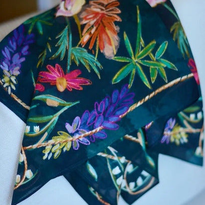 Vivid Wildflowers Western Silk Wild Rag