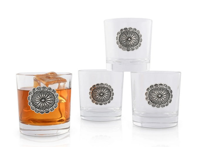 Western Concho Bar Glasses Set of 4