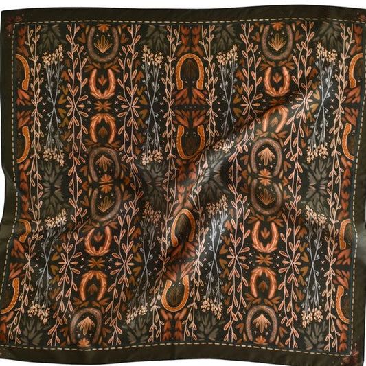 Western Harvest in Deep Juniper Silk Wild Rag