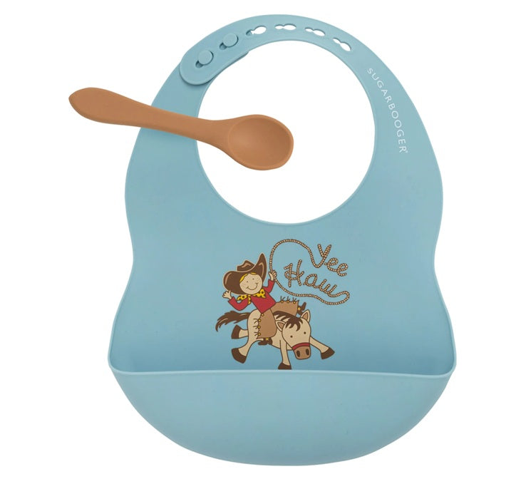 Yee Haw Silicone Bib & Spoon Set