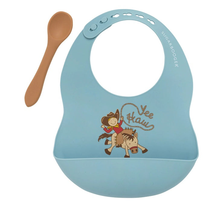 Yee Haw Silicone Bib & Spoon Set